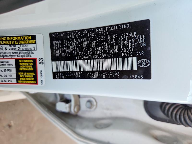 2025 Toyota Camry მანქანა იყიდება აუქციონზე, vin: 4T1DAACK6SU095978, აუქციონის ნომერი: 68230526