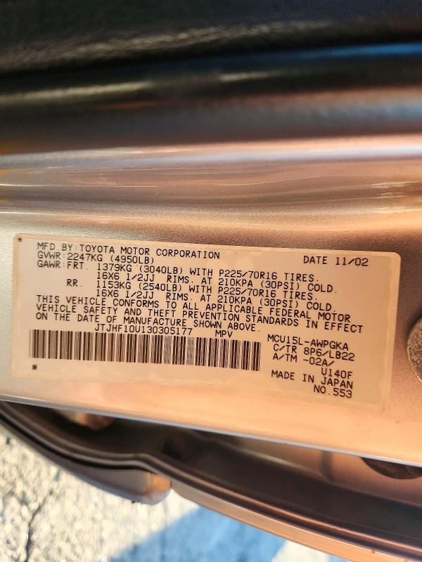 Продаж на аукціоні авто 2003 Lexus Rx, vin: JTJHF10U130305177, номер лоту: 70949486