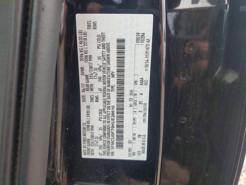 2017 Ford Escape მანქანა იყიდება აუქციონზე, vin: 1FMCU0F79HUE28610, აუქციონის ნომერი: 68883806