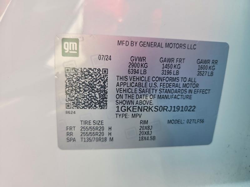 Aukcja sprzedaży 2024 Gmc Acadia, vin: 1GKENRKS0RJ191022, numer aukcji: 65116546