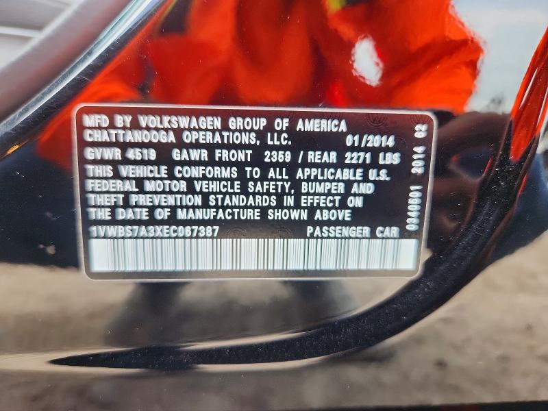 2014 Volkswagen Passat მანქანა იყიდება აუქციონზე, vin: 1VWBS7A3XEC067387, აუქციონის ნომერი: 67334876