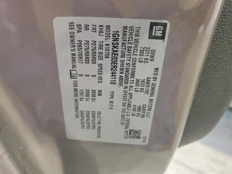 65452796 :رقم المزاد ، 1GNSKAE03ER244110 vin ، 2014 Chevrolet Tahoe مزاد بيع