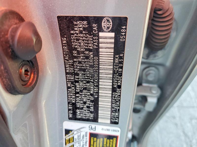 67363486 :رقم المزاد ، 4T1BF1FK0HU269900 vin ، 2017 Toyota Camry مزاد بيع