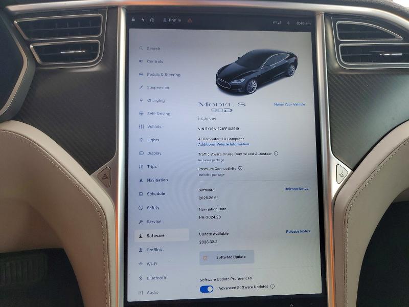 Продаж на аукціоні авто 2015 Tesla Model S, vin: 5YJSA1E21FF102519, номер лоту: 69757856