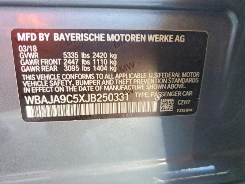 Продаж на аукціоні авто 2018 Bmw 530e, vin: WBAJA9C5XJB250331, номер лоту: 68165256