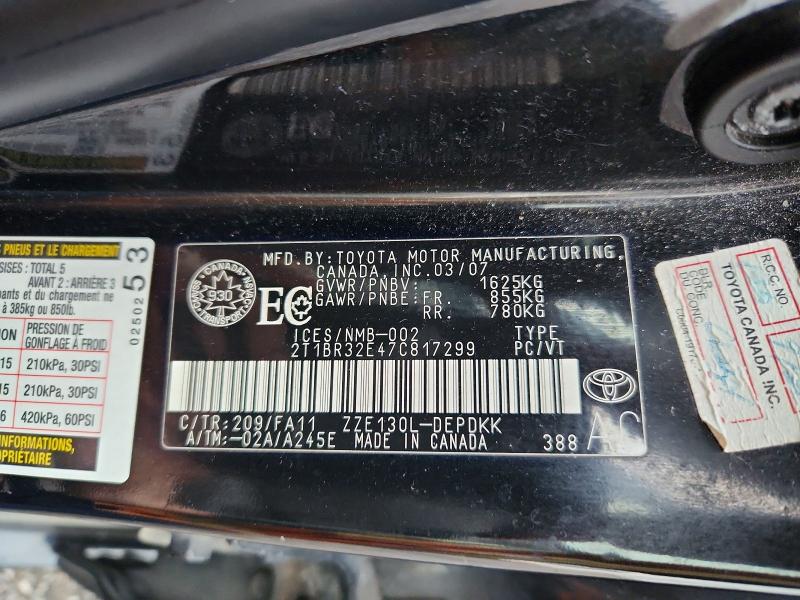 Aukcja sprzedaży 2007 Toyota Corolla, vin: 2T1BR32E47C817299, numer aukcji: 67637806