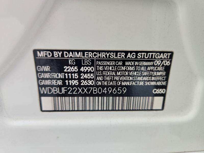 Продаж на аукціоні авто 2007 Mercedes-benz E, vin: WDBUF22XX7B049659        , номер лоту: 64985186