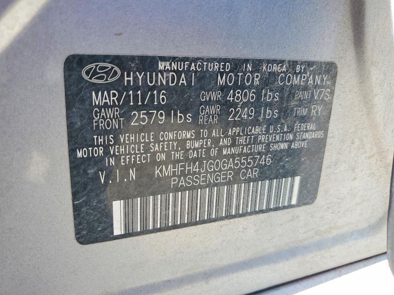 2016 Hyundai Azera მანქანა იყიდება აუქციონზე, vin: KMHFH4JG0GA555746, აუქციონის ნომერი: 68624606