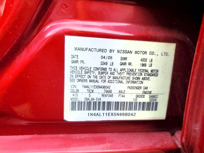 Продаж на аукціоні авто 2005 Nissan Altima, vin: 1N4AL11EX5N498042, номер лоту: 71010306