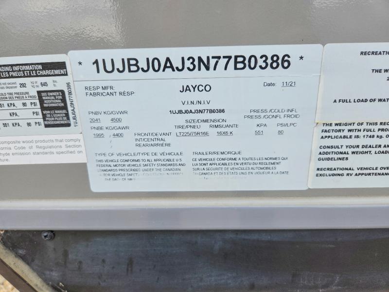 Aukcja sprzedaży 2022 Jayco Jay Flight, vin: 1UJBJ0AJ3N77B0386, numer aukcji: 70452086