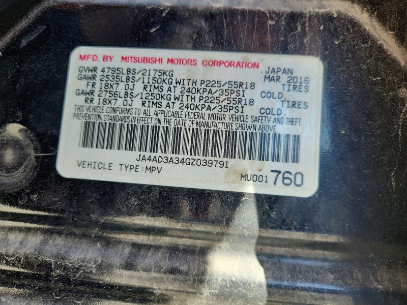 Aukcja sprzedaży 2016 Mitsubishi Outlander, vin: JA4AD3A34GZ039791, numer aukcji: 66623706