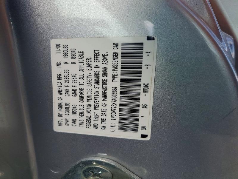 Aukcja sprzedaży 2007 Honda Accord, vin: 1HGCM723X7A005584, numer aukcji: 70103916