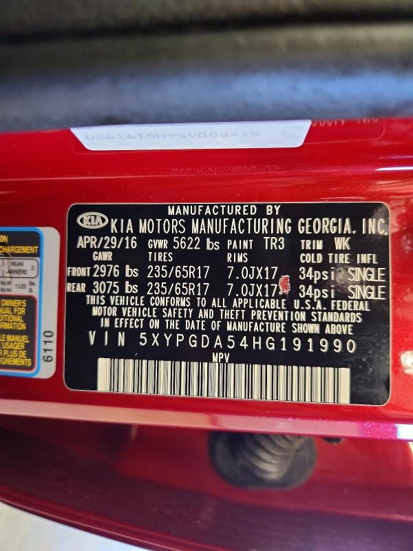 Продаж на аукціоні авто 2017 Kia Sorento, vin: 5XYPGDA54HG191990, номер лоту: 68126286