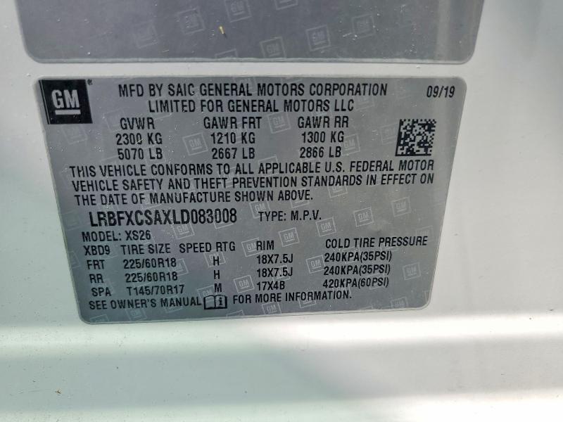 Aukcja sprzedaży 2020 Buick Envision, vin: LRBFXCSAXLD083008, numer aukcji: 68485076
