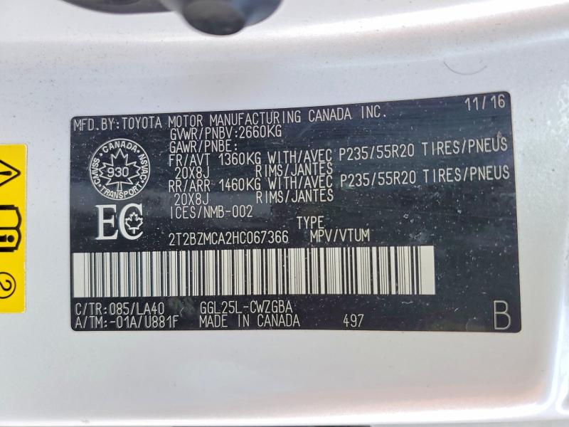 Aukcja sprzedaży 2017 Lexus Rx 350, vin: 2T2BZMCA2HC067366, numer aukcji: 68176416
