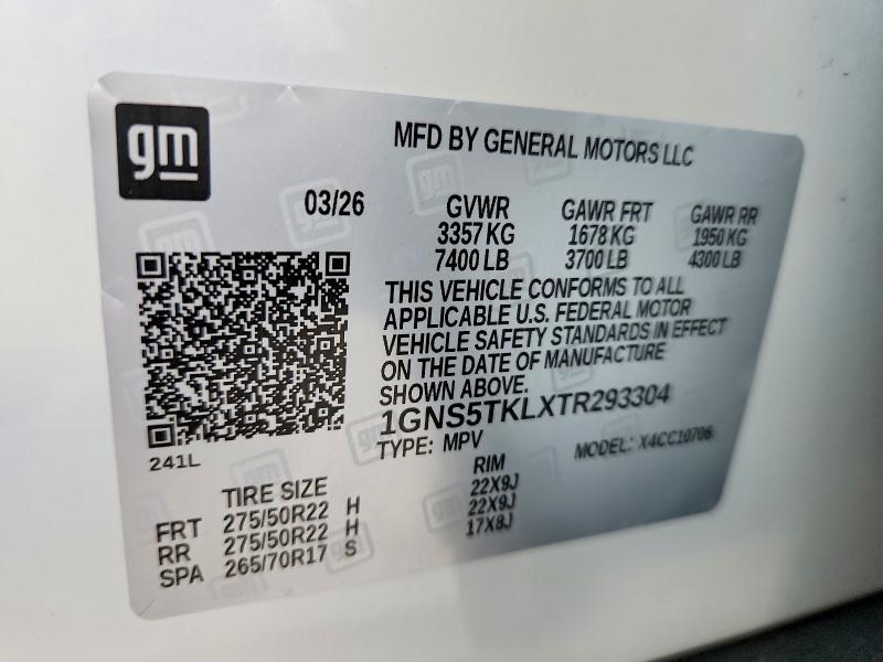 Продаж на аукціоні авто 2026 Chevrolet Tahoe, vin: 1GNS5TKLXTR293304, номер лоту: 69046336