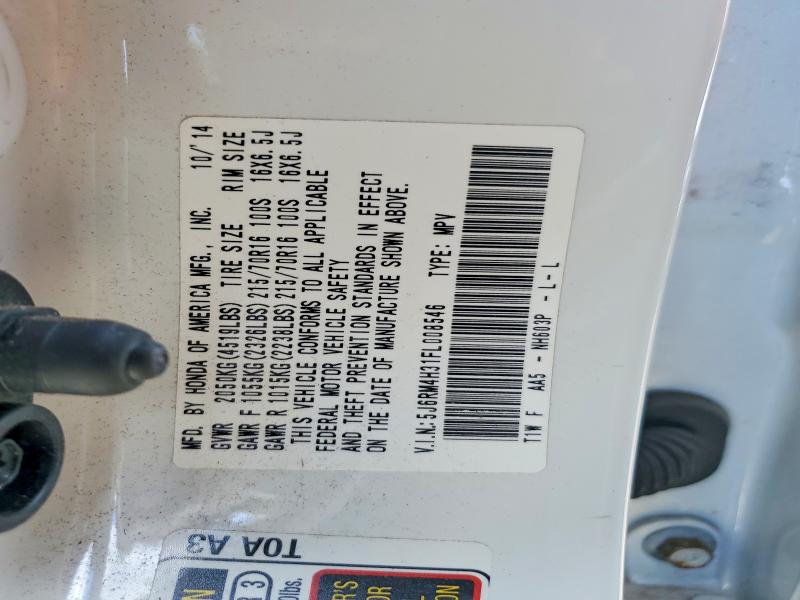 2015 Honda Cr-v მანქანა იყიდება აუქციონზე, vin: 5J6RM4H31FL008546, აუქციონის ნომერი: 68449176
