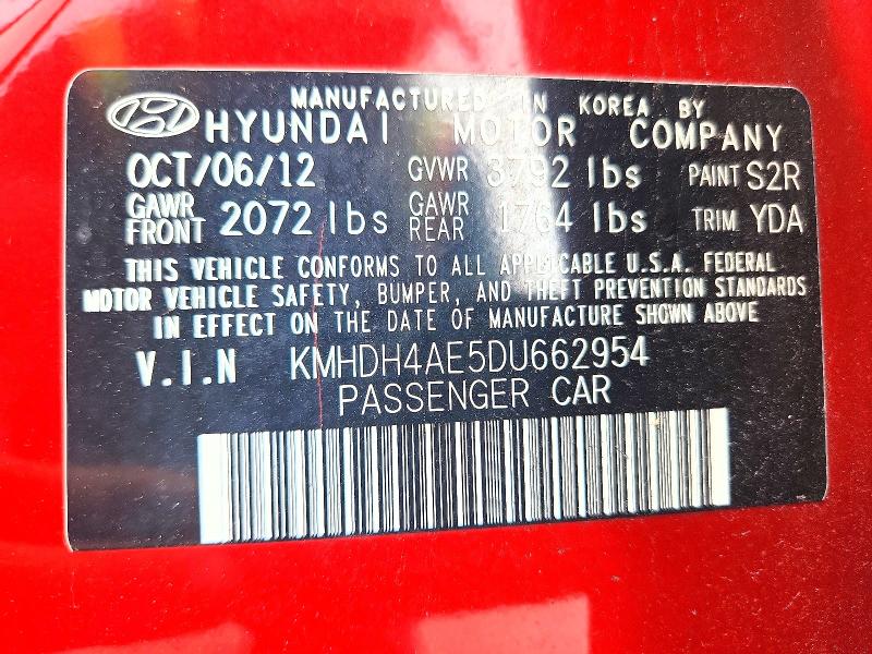 Продажа на аукционе авто 2013 Hyundai Elantra, vin: KMHDH4AE5DU662954, номер лота: 67400106