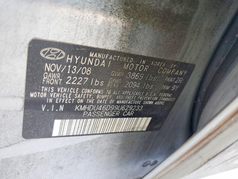 69941936 :رقم المزاد ، KMHDU46D99U629233 vin ، 2009 Hyundai Elantra مزاد بيع