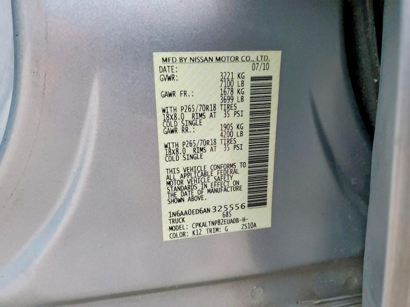 Продаж на аукціоні авто 2010 Nissan Titan, vin: 1N6AA0ED6AN325556, номер лоту: 68122946