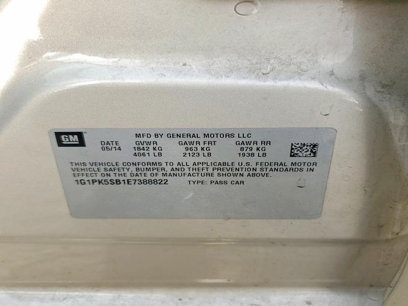 Auction sale of the 2014 Chevrolet Cruze, vin: 1G1PK5SB1E7388822, lot number: 68968116