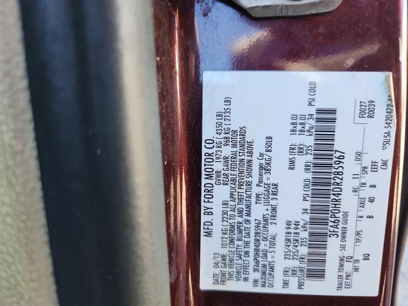 Aukcja sprzedaży 2013 Ford Fusion, vin: 3FA6P0HR4DR285967, numer aukcji: 67802936