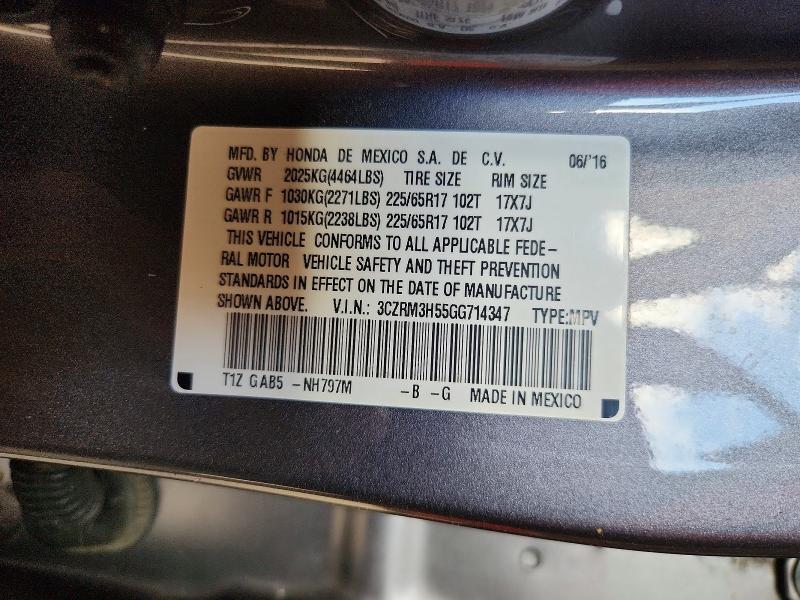 Aukcja sprzedaży 2016 Honda Cr-v, vin: 3CZRM3H55GG714347, numer aukcji: 67043386