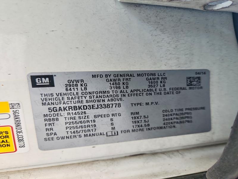Продажа на аукционе авто 2014 Buick Enclave, vin: 5GAKRBKD3EJ338778, номер лота: 67654346
