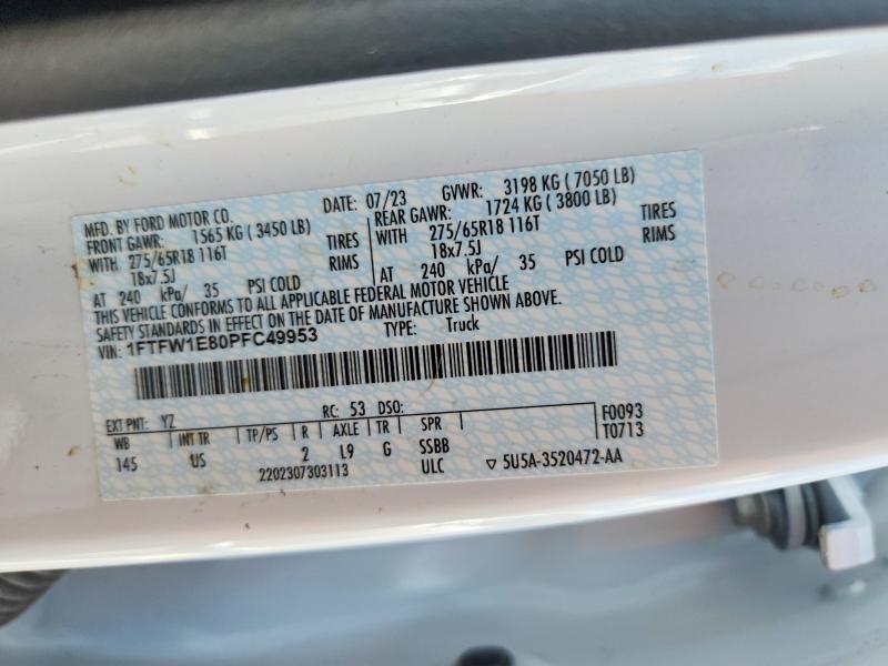 69213876 :رقم المزاد ، 1FTFW1E80PFC49953 vin ، 2023 Ford F150 مزاد بيع