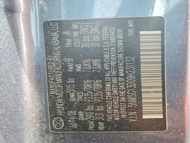 Продаж на аукціоні авто 2009 Hyundai Santa Fe, vin: 5NMSG13D09H231132, номер лоту: 71171196