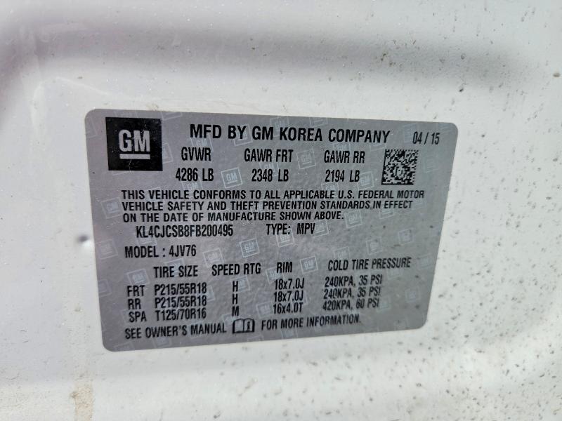70483756 :رقم المزاد ، KL4CJCSB8FB200495 vin ، 2015 Buick Encore مزاد بيع