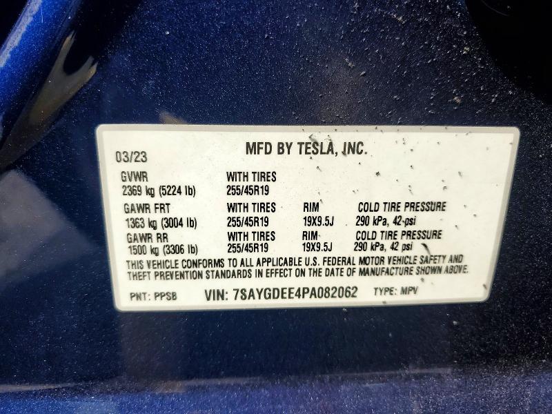 70343256 :رقم المزاد ، 7SAYGDEE4PA082062 vin ، 2023 Tesla Model Y مزاد بيع