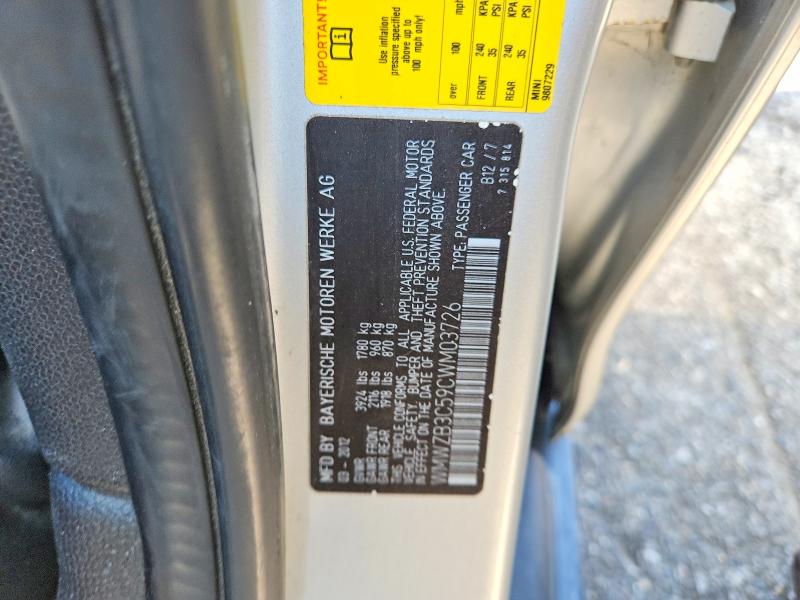 68025906 :رقم المزاد ، WMWZB3C59CWM03726 vin ، 2012 Mini Cooper مزاد بيع