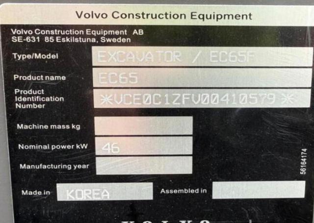 70635816 :رقم المزاد ، VCE0C1ZFV00410579 vin ، 2026 Volvo Excav Ec46 مزاد بيع
