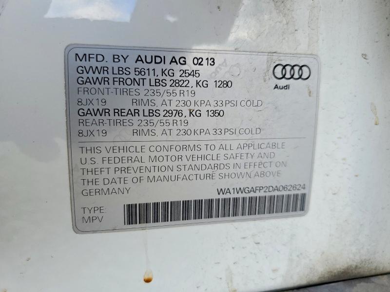 Aukcja sprzedaży 2013 Audi Q5, vin: WA1WGAFP2DA062624, numer aukcji: 68598946