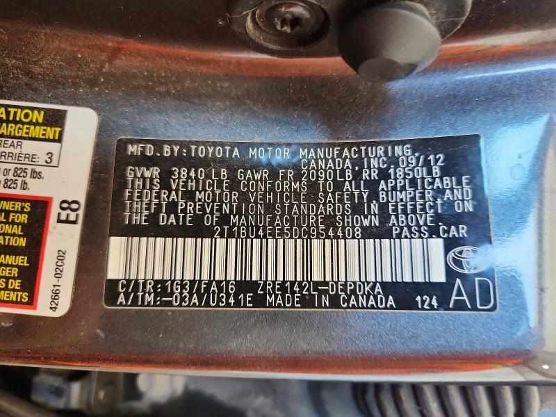 Продаж на аукціоні авто 2013 Toyota Corolla, vin: 2T1BU4EE5DC954408, номер лоту: 67818116