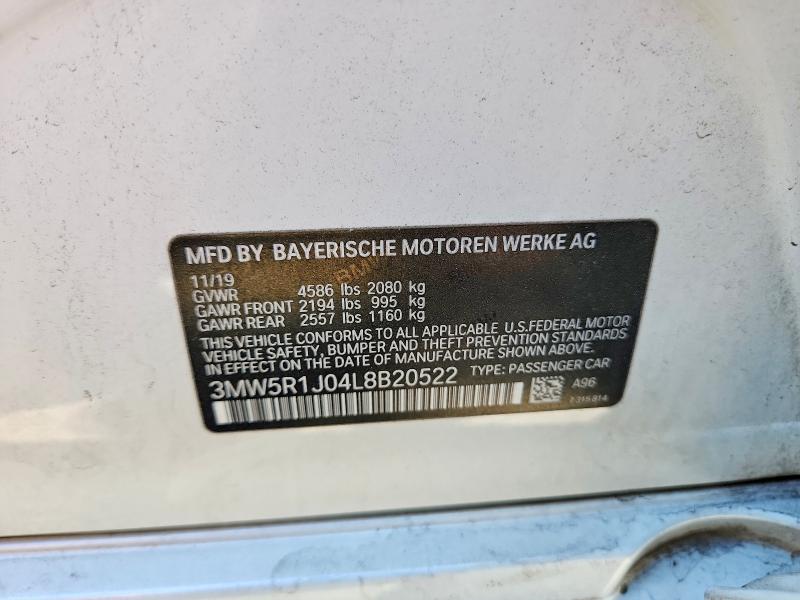 67214196 :رقم المزاد ، 3MW5R1J04L8B20522 vin ، 2020 Bmw 330i مزاد بيع