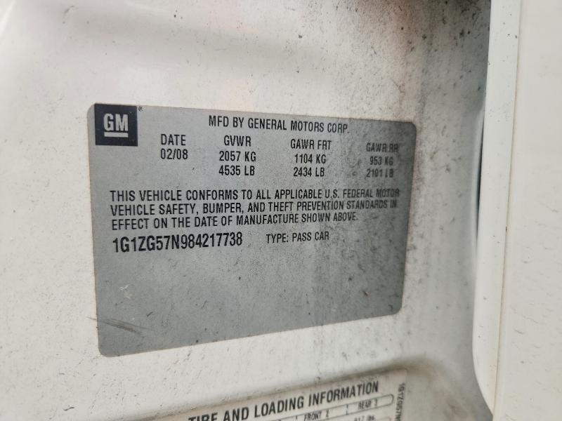 Auction sale of the 2008 Chevrolet Malibu, vin: 1G1ZG57N984217738, lot number: 68367576