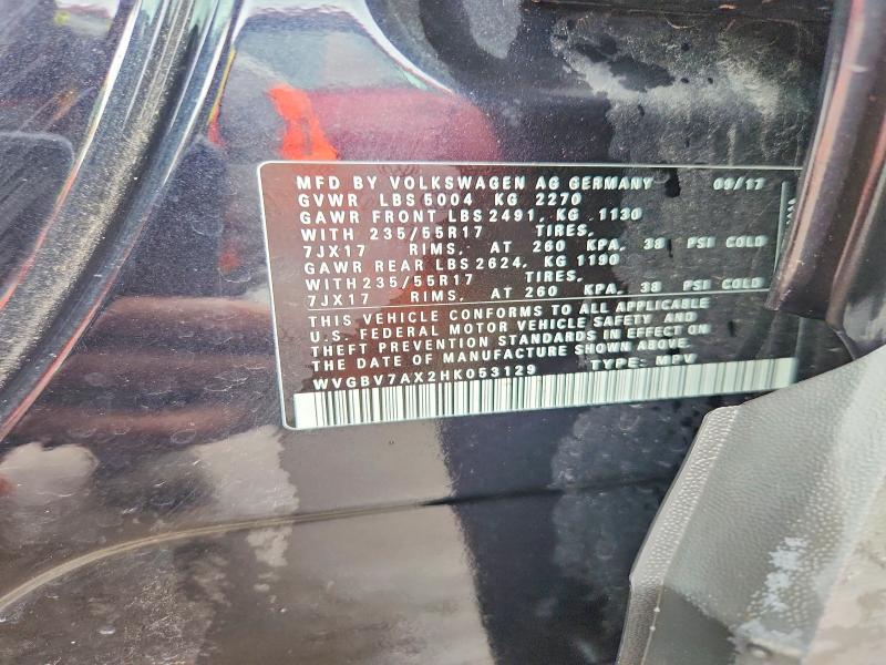 69235746 :رقم المزاد ، WVGBV7AX2HK053129 vin ، 2017 Volkswagen Tiguan مزاد بيع