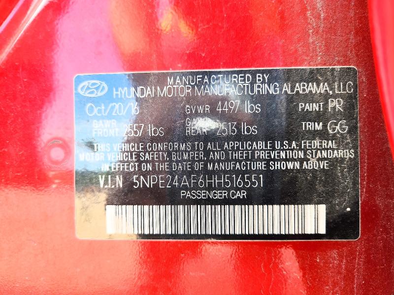 2017 Hyundai Sonata მანქანა იყიდება აუქციონზე, vin: 5NPE24AF6HH516551, აუქციონის ნომერი: 68354246