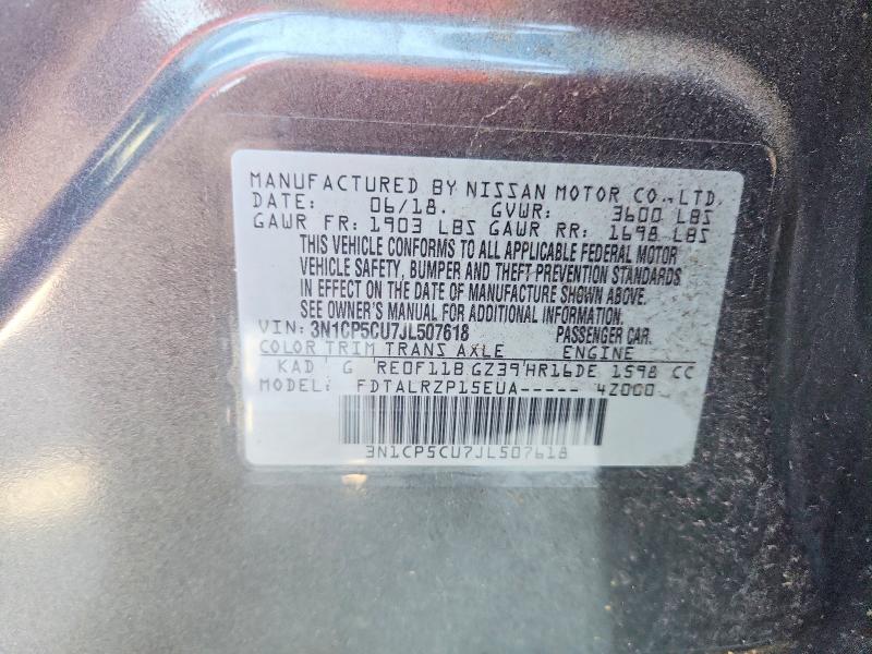 67512926 :رقم المزاد ، 3N1CP5CU7JL507618 vin ، 2018 Nissan Kicks مزاد بيع