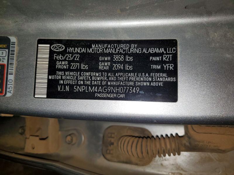 67479226 :رقم المزاد ، 5NPLM4AG9NH077349 vin ، 2022 Hyundai Elantra مزاد بيع