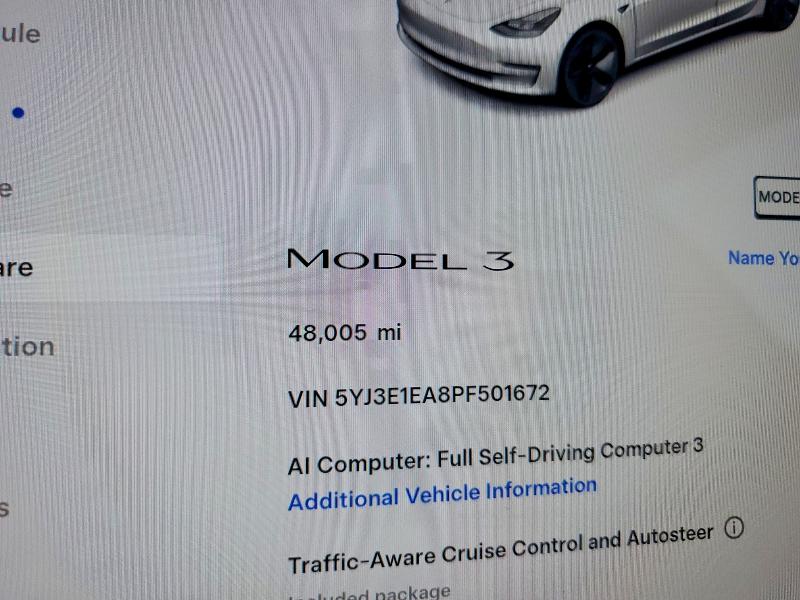 2023 Tesla Model 3 მანქანა იყიდება აუქციონზე, vin: 5YJ3E1EA8PF501672, აუქციონის ნომერი: 66207446