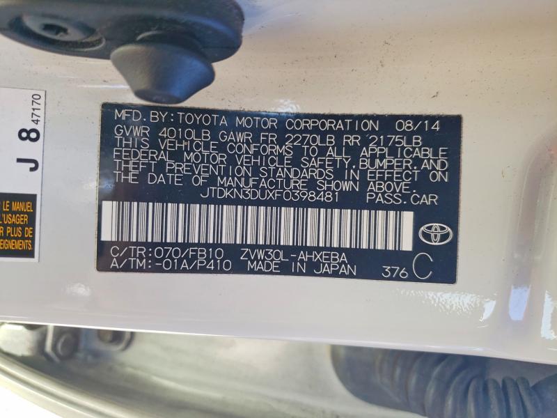 70047566 :رقم المزاد ، JTDKN3DUXF0398481 vin ، 2015 Toyota Prius مزاد بيع