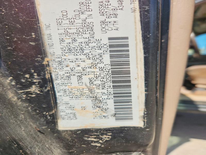 2002 Toyota Tundra მანქანა იყიდება აუქციონზე, vin: 5TBRT34132S264213, აუქციონის ნომერი: 68293526