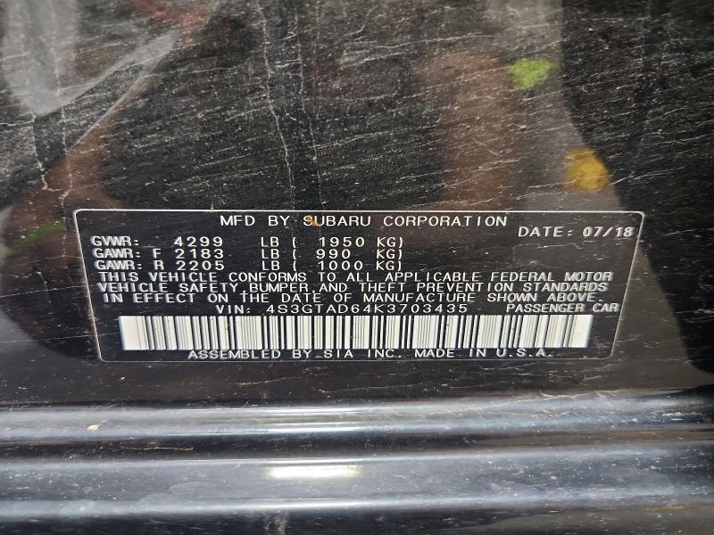 Aukcja sprzedaży 2019 Subaru Impreza, vin: 4S3GTAD64K3703435, numer aukcji: 67526956