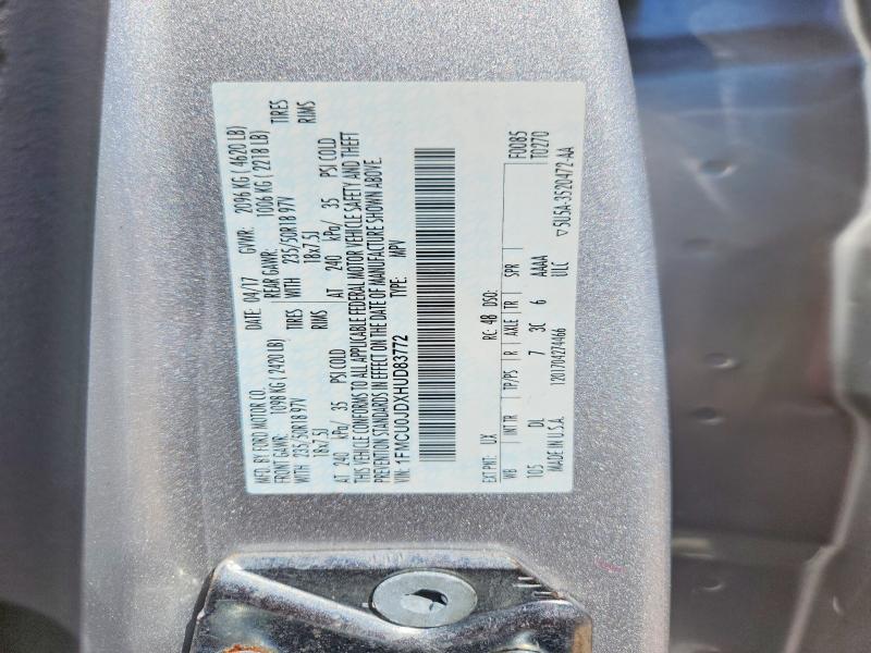 2017 Ford Escape მანქანა იყიდება აუქციონზე, vin: 1FMCU0JDXHUD83772, აუქციონის ნომერი: 69497956