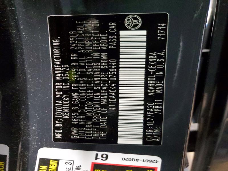 Продаж на аукціоні авто 2026 Toyota Camry, vin: 4T1DAACK4TU759440, номер лоту: 70624936