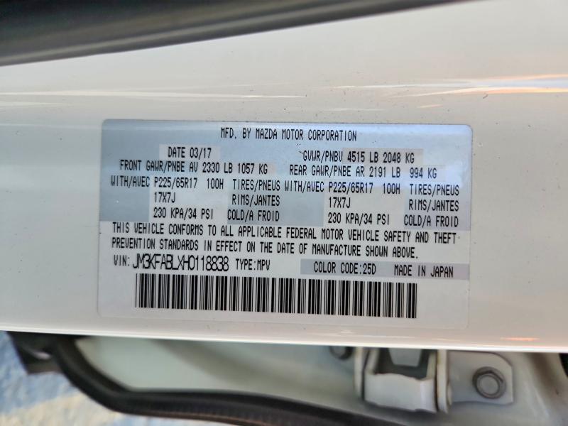 2017 Mazda Cx-5 მანქანა იყიდება აუქციონზე, vin: JM3KFABLXH0118838, აუქციონის ნომერი: 69147986