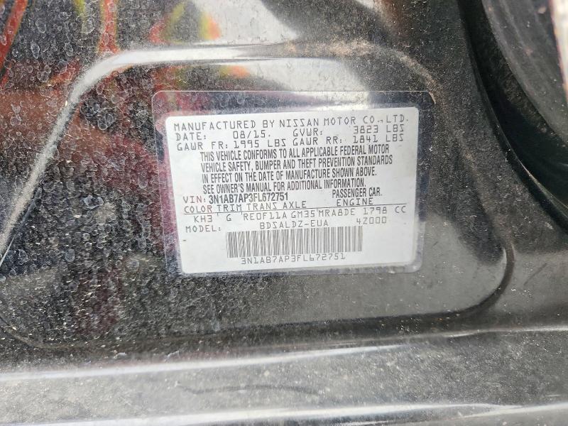2015 Nissan Sentra მანქანა იყიდება აუქციონზე, vin: 3N1AB7AP3FL672751, აუქციონის ნომერი: 70094696